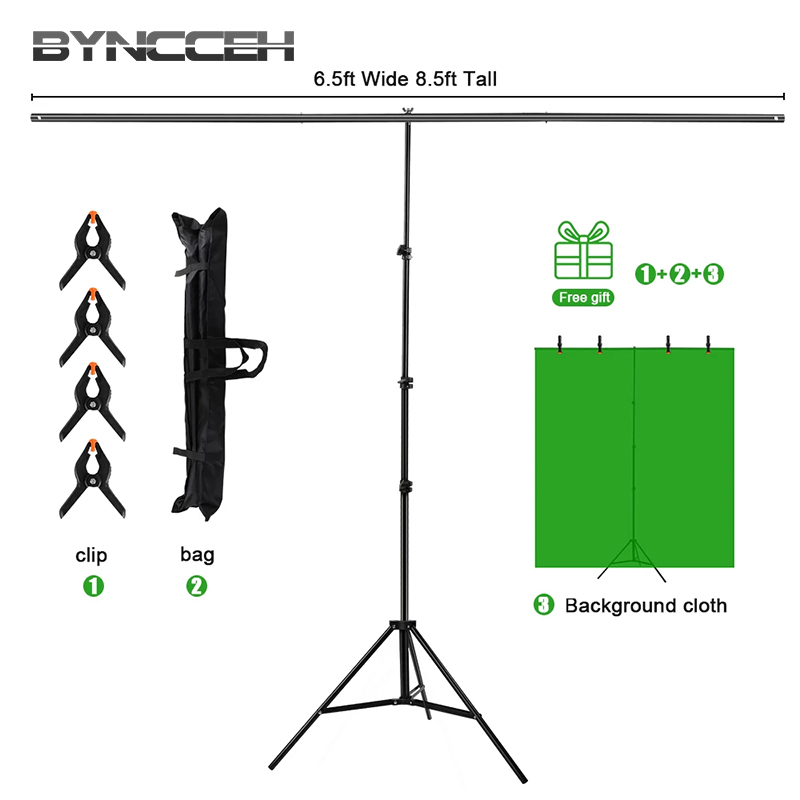 Green Screen Collapsible - 배경 사진 스튜디오 T 모양 지원