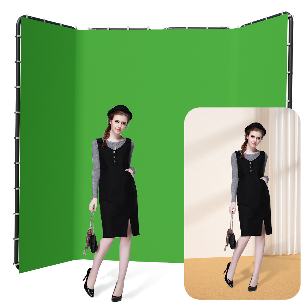 Green Screen Collapsible - SH 2.4x4M 배경 스탠드 프레임, 사진
