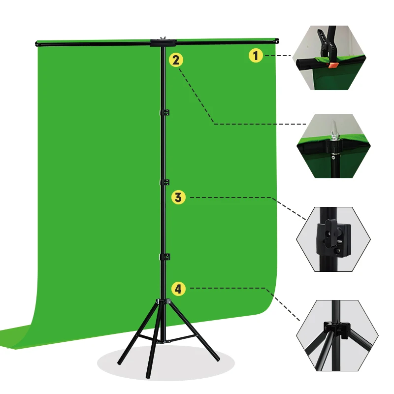 사진 스튜디오 소품용 T자형 배경 스탠드 키트, 배경  - Green Screen Collapsible 리뷰 및 가격